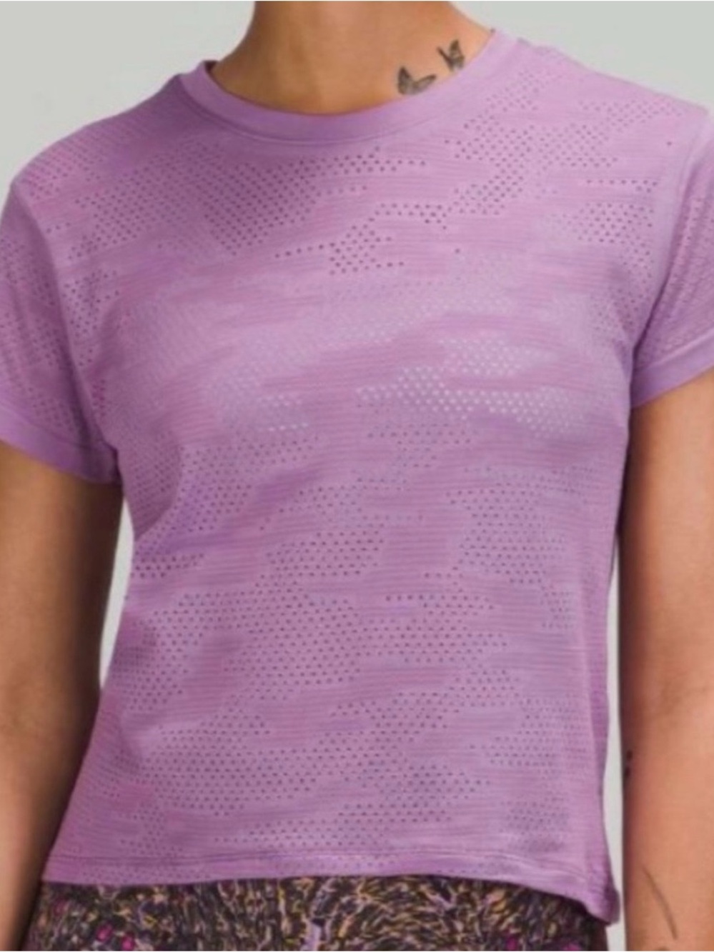 Lululemon Train to Be Short Sleeve Shirt Dot Camo Wisteria Purple 4